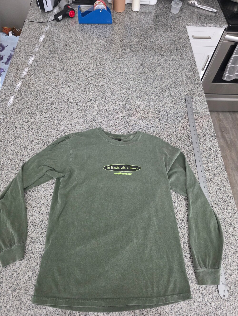 Pre-owned The Hundreds X Land Before Time Long Sleeve In Olive. Mens Large